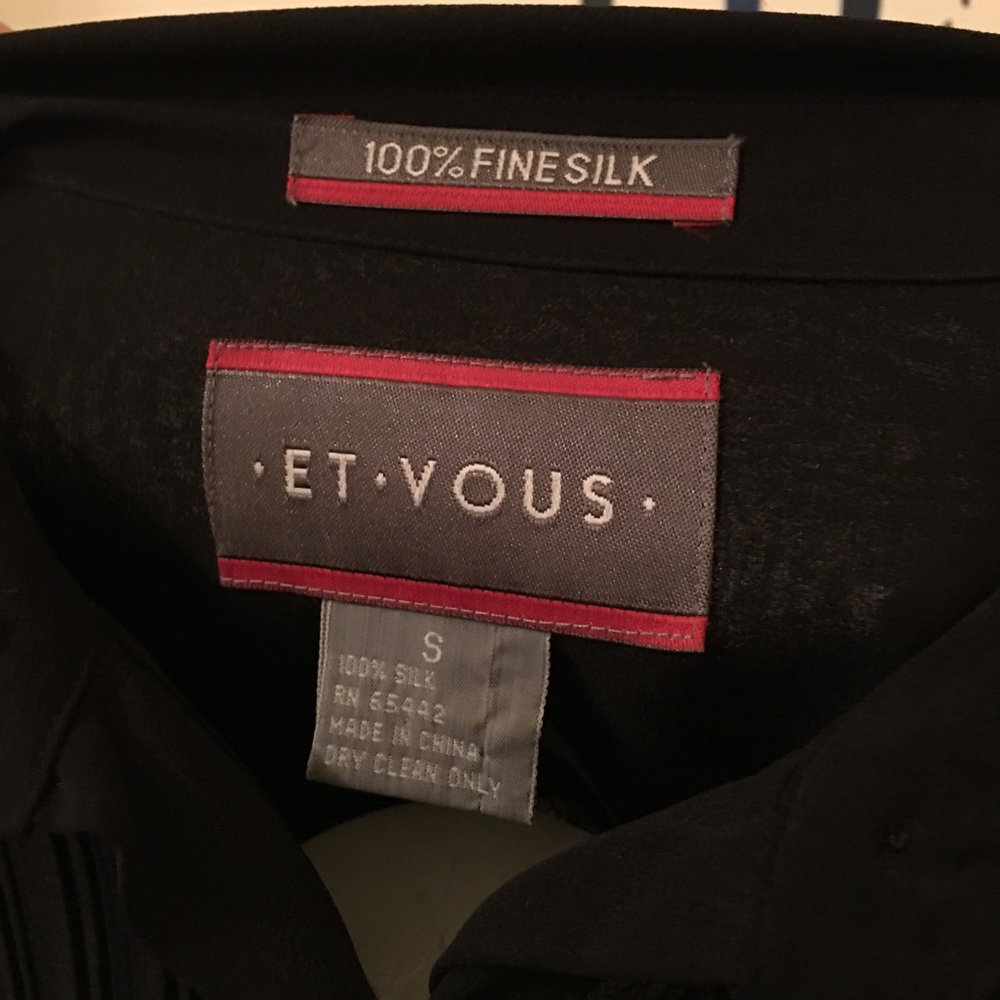 ET VOUS SILK BILLOWY black BUTTON DOWN SHIRT.Small - Picture 5 of 5